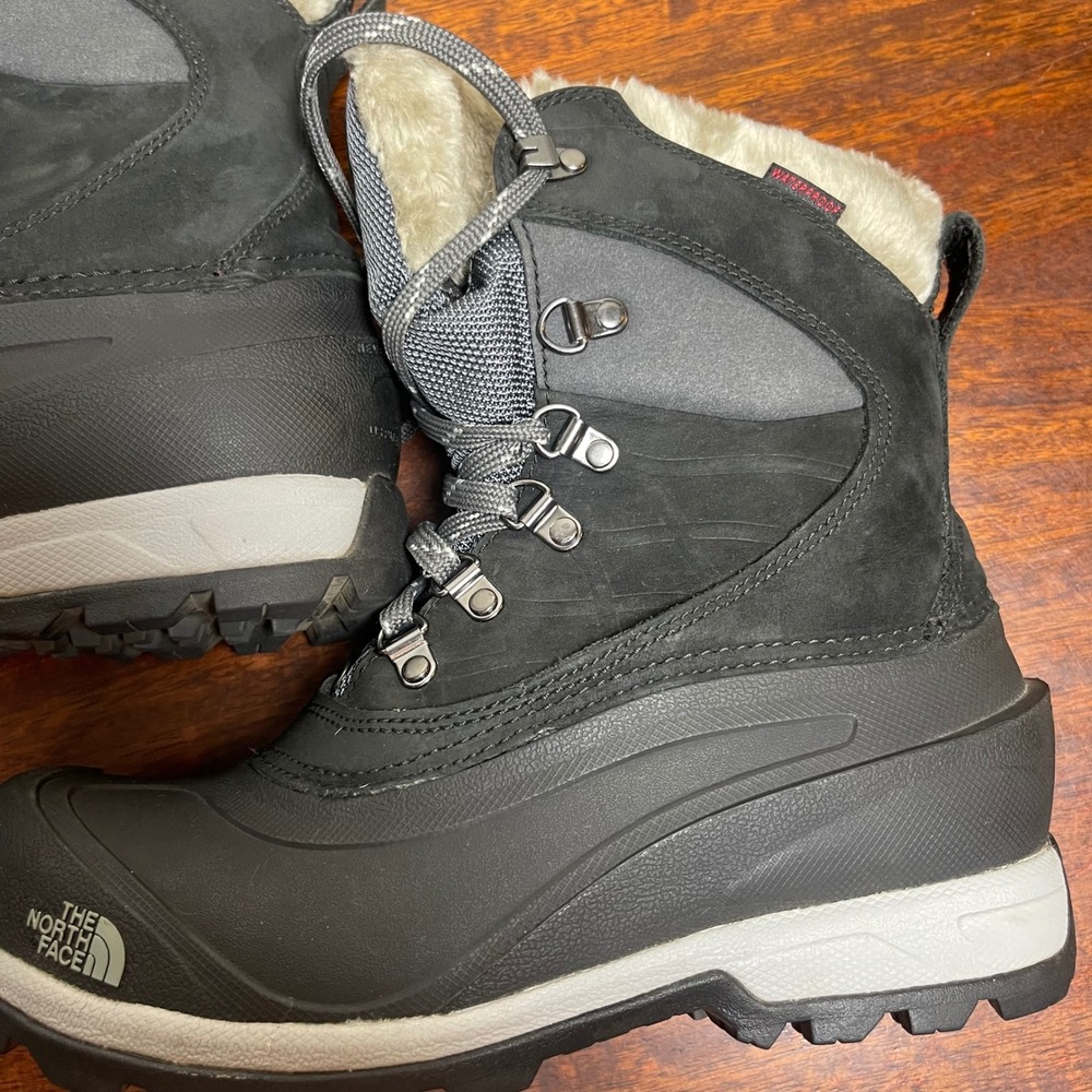 The North Face Waterproof Snow Boots Women's US 7 Black Faux Fur Lined Winter - Picture 13 of 16